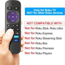 Replacement TV Remote Control For Roku TV, Infrared, Black, 2 Pack
