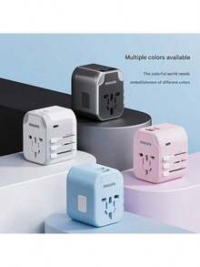 PHILIPS Universal Travel Adapter SPS1001A/93, Lightweight & Portable, Fast Charging, Upgraded USB Charging Power, 2-In-1 Design, Suitable For UK, US, Europe, Japan, Australia And Other Countries, AU Plug (220-240V) - View 2