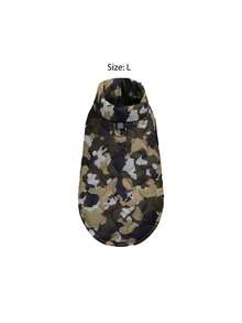 Camel Camouflage Printed Belly Zipper Pet Padded Coat Dog Jacket, Suitable For Large, Medium And Small Dogs