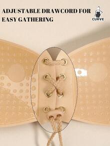 1/2 件加大码隐形聚拢文胸 - 无肩带、露背、自粘式侧翼设计，带抽绳，适合深 V 型胸罩，可重复使用，女士粘性文胸 - 彩色 - 查看 4