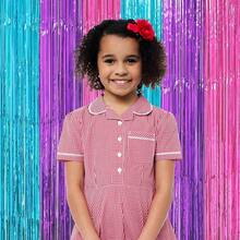 3 Pack 3.3x8.2 Feet Iridescent Transparent Foil Fringe Backdrop Curtains, Tinsel Streamers Birthday Party Decorations, Fringe Backdrop For Graduation Baby Shower Gender Reveal Disco Party-233418 - 61BluePinkandPurple - View 7