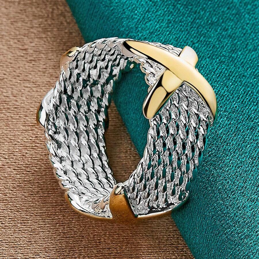 925 Silver Plated Cross 5-10# Ring For Women Fashion Wedding Party Charm Jewelry - Silver - View 1