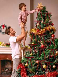 10/20 Peças Laços de Veludo Vintage para Decoração de Natal, 5 X 7 Polegadas, Artesanato de Guirlanda, Laços para Árvore de Natal, Fitas Pendentes para Artesanato e Presentes de Natal, Casamento, Aniversário, Feriados, Decoração Interna e Externa, Festa, Guirlanda - Multicolorido - Visão 4