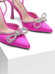 Women's Rhinestone Ankle Strap High Heels Destiny Closed Toe Strappy Heels Sexy  Pumps Wedding Bridal Party Prom Dress Shoes - 玫紅色 - 查看 7