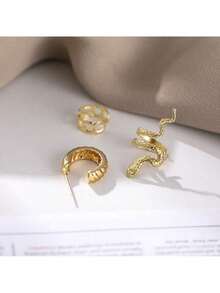 Earring Sets - Golden Snake (3 Pieces) - View 3