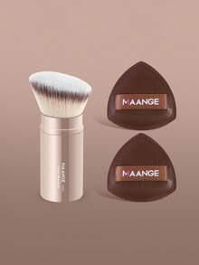 MAANGE 1/2/3支装专业面部斜角伸缩刷，化妆刷，腮红刷，粉底刷，散粉刷，合成毛超柔软粉底刷，适用于液体化妆品，歌舞伎粉底刷，居家或外出使用，三角气垫粉扑，粉底刷，遮瑕刷，腮红刷，修容刷，腮红刷，古铜粉刷，散粉刷，粉底刷，腮红刷，赠品 - 金色 - 查看 14