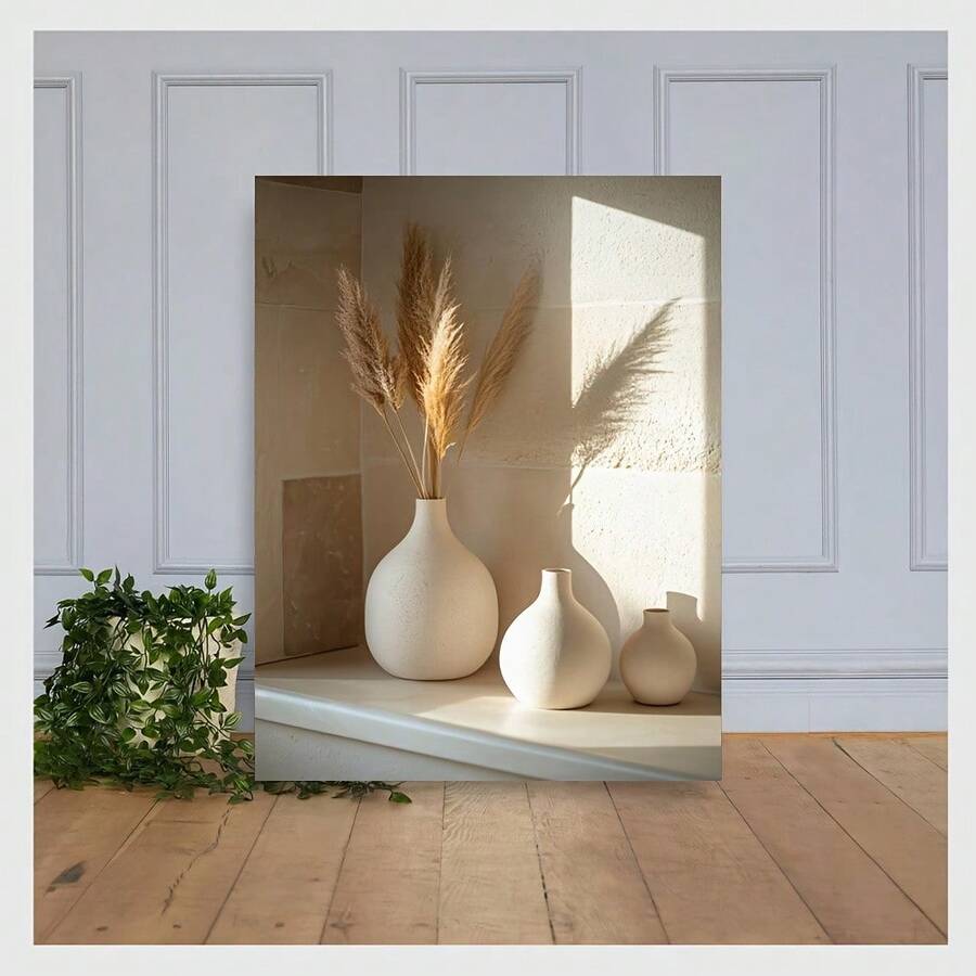 White Vase, Oil Painting Art, Gift For Friends, Suitable For Living Room, Bedroom, Study, And Bathroom, Framed Wrapped Canvas