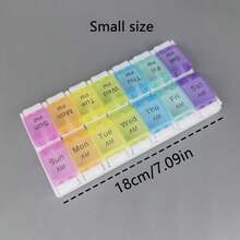 Single/Double Row One-Week Pill Box, Round Press-Type Pill Organizer, 7/14-Compartment Pillbox Of Different Sizes, Daily Regular Reminder Pill Box Monday To Sunday Full Coverage Travel Carry-On & Handbag Essentials, Efficient Management Of Vitamins & Medicines