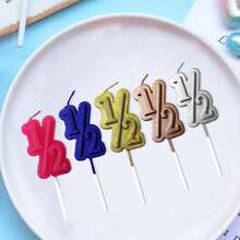 1pc 1/2 Shape Math Creative Candle, Suitable For Birthday Party, Wedding Anniversary Celebration Cake Topper, Birthday Candle, Party Mini Candle, Baking Decor, Dessert Party, Numeral Candle, Cute Candle, Also Applicable For Women's Birthday Party, Girlfriend Gathering
