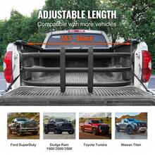 Truck Bed Extender, Aluminum Retractable Tailgate Extender, 55.5"-68", Fits For Super Duty, F150, Dodge Ram 1500/2500/3500, Toyo Ta Tundra, Nissan Titan, Chevrolet Silvera Do, GMC Sierra - Black - View 2