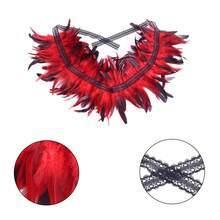 Women's Artificial Feather Shrug Shawl Wrap Lace Collar Halloween Costume Scarf Feather Bow Cape - Multicolor - View 6