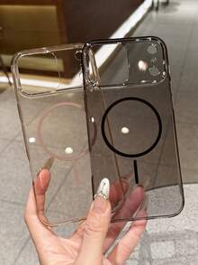 Luxury Transparent Glossy Magnetic Case Compatible With IPhone 17Air 17 16 15 14 13 Pro Max Clear Shockproof Bumper Magnetic Wireless Charge Back Cover - Brown - View 4