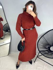 Women Long Dresses - Camel - View 3