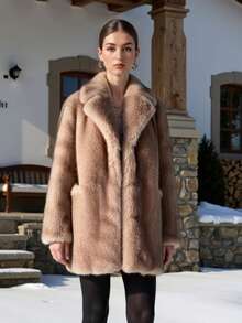 New Fashionable Faux Fur Coat, Elegant Women's Parka Winter Jacket