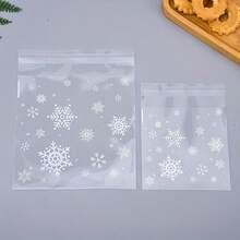100/10 件圣诞雪花礼品袋、雪花图案自封袋、印有白色雪花图案的圣诞透明塑料信封、糖果、饼干、甜点包装袋、家庭婚礼、生日、节日派对用品、圣诞糖果装饰、礼品包装袋、节日设计、适用于礼品包装、节日贺卡、圣诞礼品袋可重复使用 DIY 手工用品