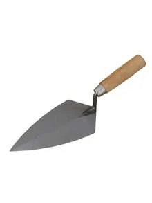 Cuchara de albañil de 6 pulgadas de acero al carbono con mango de madera, adecuada para trabajos de construcción, colocación de ladrillos y aplicación de mortero. - Plateado - Ver 4