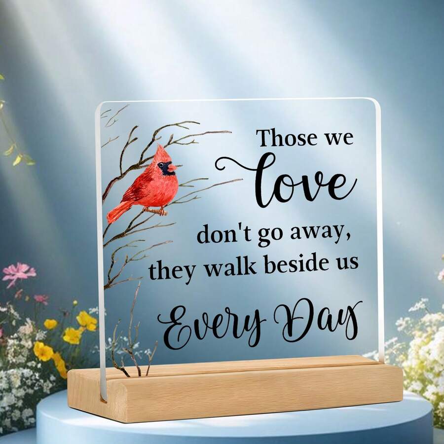 Rote Kardinal Gedenkgeschenk, Beileidsgeschenk für den Verlust eines geliebten Menschen, rote Kardinal Tischdekoration Plakette