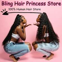 bling hair 13x4 Deep Wave Lace Front Wigs Human Hair Pre Plucked 180% Density Transparent, 13x6 Lace Frontal Wigs For Women, 6x4 Glueless Human Hair Wigs Pre Plucked Pre Cut, 5x5 No Glue Ready To Wear, Deep Curl Lace Closure Wigs Made Of Human Hair With Baby Hair, Beginner Friendly, Ready To Wear, 9x6 Closure Wig Bleached Knots - Natural Black - 查看 2