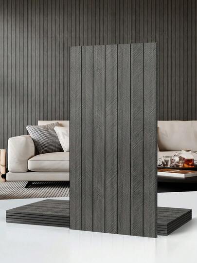 6PCS 11.8"X23.6" Inch 3D Wood Grain Grille Slat Wall Panels,Bendable & Cuttable Waterproof Peel And Stick,Self Adhesive Removable Imitation Wood Grain Wall Decor For Interior Home, Bedroom, Living Room(Brown And Grey)