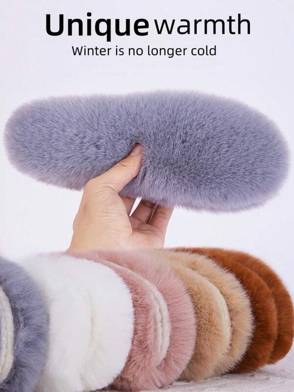 1 Pair Plush Warm Insoles, Synthetic Rabbit Fur, Soft & Comfortable, Cozy Winter Foot Pads For Sneakers & Snow Boots Thick Warmth For Cold Winter Sports,Couple Insoles The Best Winter Gift