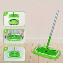 12-Piece Green Dust Removal Mop Cloth- Dry And Wet Dual Use,Can Be Washed And Replaced, Suitable For Living Room And Kitchen Cleaning - Green - View 11