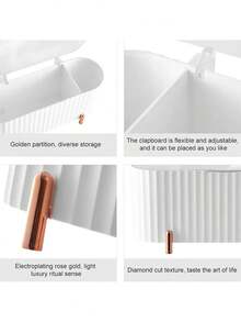 3-Grid Makeup Storage Box - Suitable For Cosmetics, Jewelry, Makeup Sponges, Bathroom, Bedroom Desk Storage, Ideal Gift For Girlfriend - Baby Pink - View 10