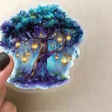 50张女巫贴纸，透明魔法树贴纸，可爱卡通魔法贴纸，透明森林贴纸，防水PET贴纸，适用于信封、水瓶、电脑、笔记本电脑、手机、行李箱、笔记本、冰箱等。 - D - 查看 6