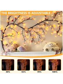 1pc 72 LEDS Cherry Blossom Tree Branch Lights For Wall,Cherry Blossom Lights With Remote,Timer,8 Lighting Modes,Flexible Willow Vine Twig Fairy Light,Floral Wall Decor For Bedroom Home,Spring Decor US - 粉色 - 查看 5