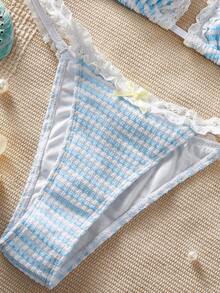 Ladies Swimsuit; Sexy Fashion; Blue Two Pieces Swimwear; Summer Beach; Bikini Set.