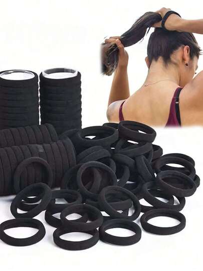 100/500/200/50pcs Women's Black, Fashionable Minimalist, High Elasticity Thick Hair Ties, Suitable For Daily Use And Gifting, Autumn Outfits, Ponytail Holders, Hair Elastics, Hair Rubber Bands, Bathroom Makeup, Hair Rope ,Gym Sport Outfit Hair Accessories Head Accessories Elastic Band