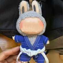 (仅娃娃衣服) 适用于拉布布 17 厘米娃娃巴西柔术服跆拳道服，LBB 1-3 代娃娃衣服，蓝色和粉色娃娃服装，适用于拉布布的娃娃配件 - 彩色 - 查看 6