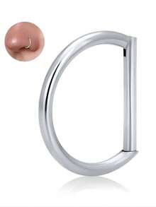 Aro para la nariz de 16G con forma de D, joyería de perforación de acero inoxidable, disponible con circonita cúbica facetada. Adecuado para el septo nasal, la nariz, el pabellón auricular, el hélix, los pendientes de cartílago y los anillos para el pezón. Adecuado para que las mujeres lo usen a diario, en fiestas, vacaciones, trajes de baño, tomar el sol, bares, bailes, reuniones, el Día de San Valentín