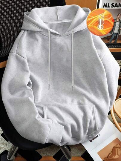 Plus Size Men's New Hoodie Sweatshirt, Street Fashion Emo Style, High Quality Interesting English Print Pattern, Versatile Black Hoodie, Y2K Style, Suitable For Daily Wear, Fall Winter