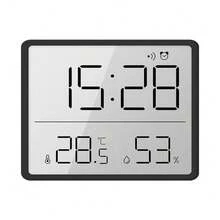 1pc Smart Digital Clock, Minimalist Design. High-Definition LCD Display/Date Display/Temperature Detection/Humidity Sensor/Magnetic Adsorption. Suitable For Refrigerator, Desk Placement, Wall Hanging. Perfect Decor For Home And Office. Uses 1 CR2032 Button Battery.