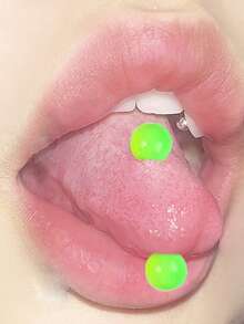 1 Stück Punk Acryl & Titan Stahl Doppelkopf Rund Ball Splice Farbe Zungenpiercing, Unisex Piercing Schmuck