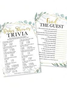 Trivia & Find The Guest Games, 25 Pieces, Hadley Designs, Baby Shower Games, Baby Shower Game, Games For Baby Shower, Baby Shower Games>Party Games, Summer Party, Summer - 綠化 - 查看 1