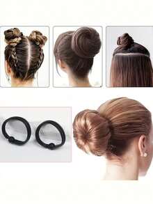 Bun Hair Loop Ponytail Bun Maker, Chignon Maker Is A Tool Suitable For Making Small Double Chignon Bob Hairstyles ,Hair Styling Tools Hair Accessories For Barber Salon Beauty Travel Essential Hair Products,Hair Cares,Hair Accessories - Black - View 4