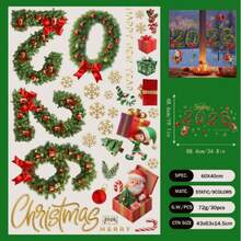 Weihnachten 2026 Kiefernnadel Glocke Fenster Aufkleber - Feiertags Anti-Statik Glas Dekorationen für Türen & Fenster | Innen- und Außendekoration