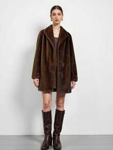 Women's Fashionable Faux Fur Jacket, Versatile Faux Leather Outerwear For Autumn/Winter