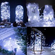 Dây đèn LED 20m/200, Dây đèn bằng đồng chạy bằng pin, Thích hợp làm quà tặng, trang trí, phòng ngủ, Giáng sinh, Tiệc tùng, Đám cưới, Halloween, Bó hoa, Vườn, 3 mét/5m/10m/15m/20m (Không bao gồm pin) - trắng - Xem 7