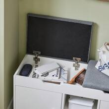 SoBuy FSR96-W, Shoe Rack Shoe Bench Shoe Cabinet With 2 Folding Padded Seats And 2 Doors, W100 X D34 X H48cm - White - View 2