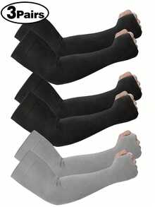 Mangas de Proteção Solar para Homens, Protetor de Braço Longo, Antiderrapante, Secagem Rápida, Proteção UV, Ciclismo, Esportes ao Ar Livre, Meia Luva - Preto - Visão 2