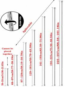 1pc Adjustable Stainless Steel Shower Curtain Rod, Home Use No Drill Curtain Rod, Tension Shower Curtain Rod, Retractable Metal Rod For Drying Clothes, Curtain Hanging, No Drilling Installation, Suitable For Bedroom, Bathroom, Balcony In Multiple Sizes