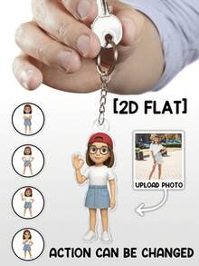 Figura 2D personalizada, renderizado de figura 2D basado en fotos cargadas, regalo de llavero personalizado para familia y amigos