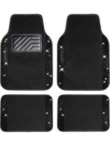 4PCS/2PCS Bling Diamond Car Floor Mats – Sparkling Crystal Rhinestone Design With Glitter Finish | Anti-Slip PVC Heel Pad, Waterproof & All-Weather Protection | Universal Fit For Front & Rear Rows, Compatible With Cars, SUVs, Trucks | Full Set Carpets For Interior Protection, Stylish Car Interior Accessory - 款式A - 查看 22