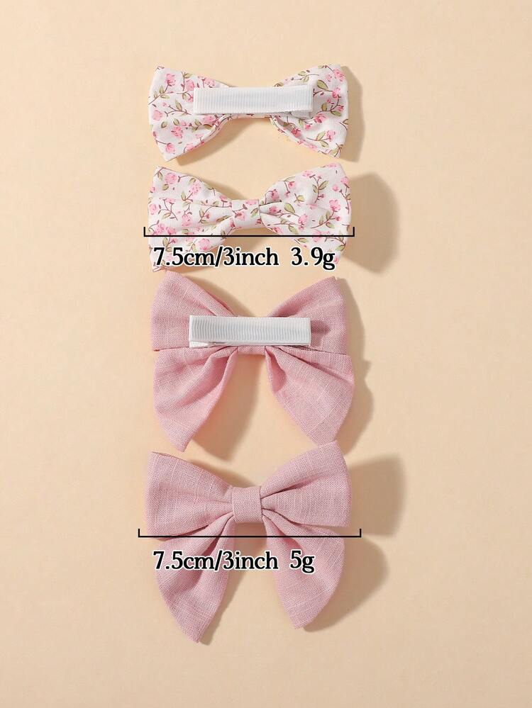 bilicaca 4pcs Toddler Girls Ditsy Floral Print Bow Decor Hair Clip