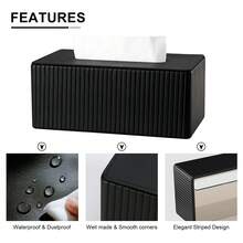 Elegant Italian-Style Tissue Box, Roman Column Striped PU Leather Tissue Box Holder, Suitable For Living Room, Bathroom, Bedroom, Dining Room And Car / Durable And Fashionable Tissue Dispenser Bathroom Accessories - Multicolor - View 9