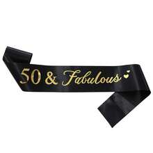 生日派对绶带 - 精美绶带 18 岁 21 岁 30 岁 40 岁 50 岁 60 岁 70 岁生日派对装饰及用品（黑色） - 黑色 - 查看 13