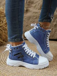 Women's Thermal Lined Drawstring Warm Snow Boots, Zipper Decor Comfortable Ankle Boots And Short Boots