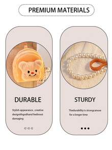 1PC Kawaii Bear Soft Plush Coin Pouch, Wallet With Zipper With Faux Pearl Keychain, Small Bag Change Purse For Women Plush Coin Purse Mini Storage Earphone Bag Cartoon Keychain Student School Bag Pendant Square Cosmetic Pouch With Wrist Strap Sanitary Tampon Storage Bag Christmas Gift Ideas Bag Accessories Lanyards With Id Holder Car Accessories Bag Charms